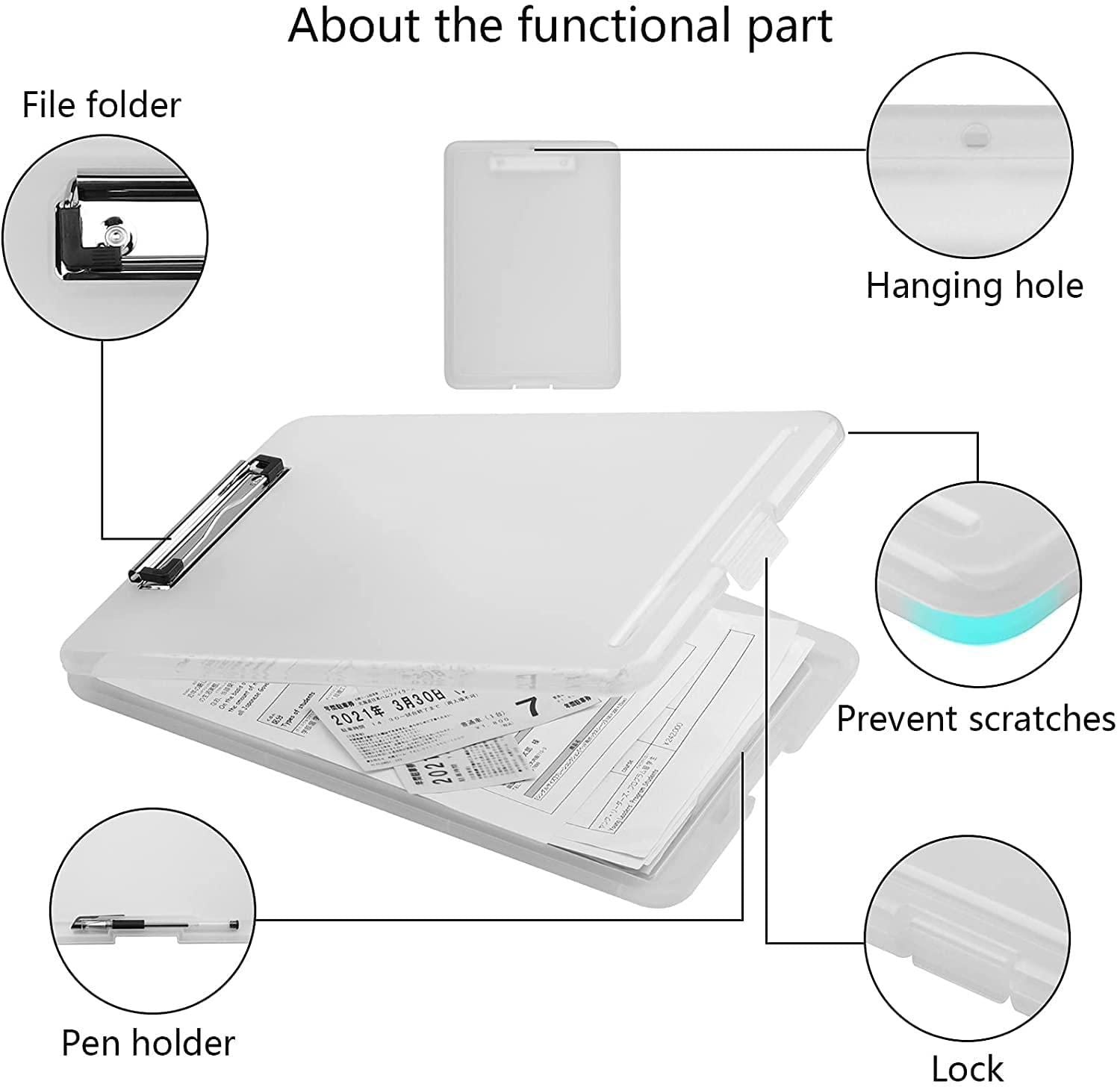 Clipboard Paper Holder Storage Writing Pad with Storage Plastic Clipboard Ideal for Office, Nurse, Students, Teachers, Sales