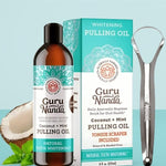 Guru Nanda Coconut & Mint Teeth Whitening Oil with Tongue Scraper